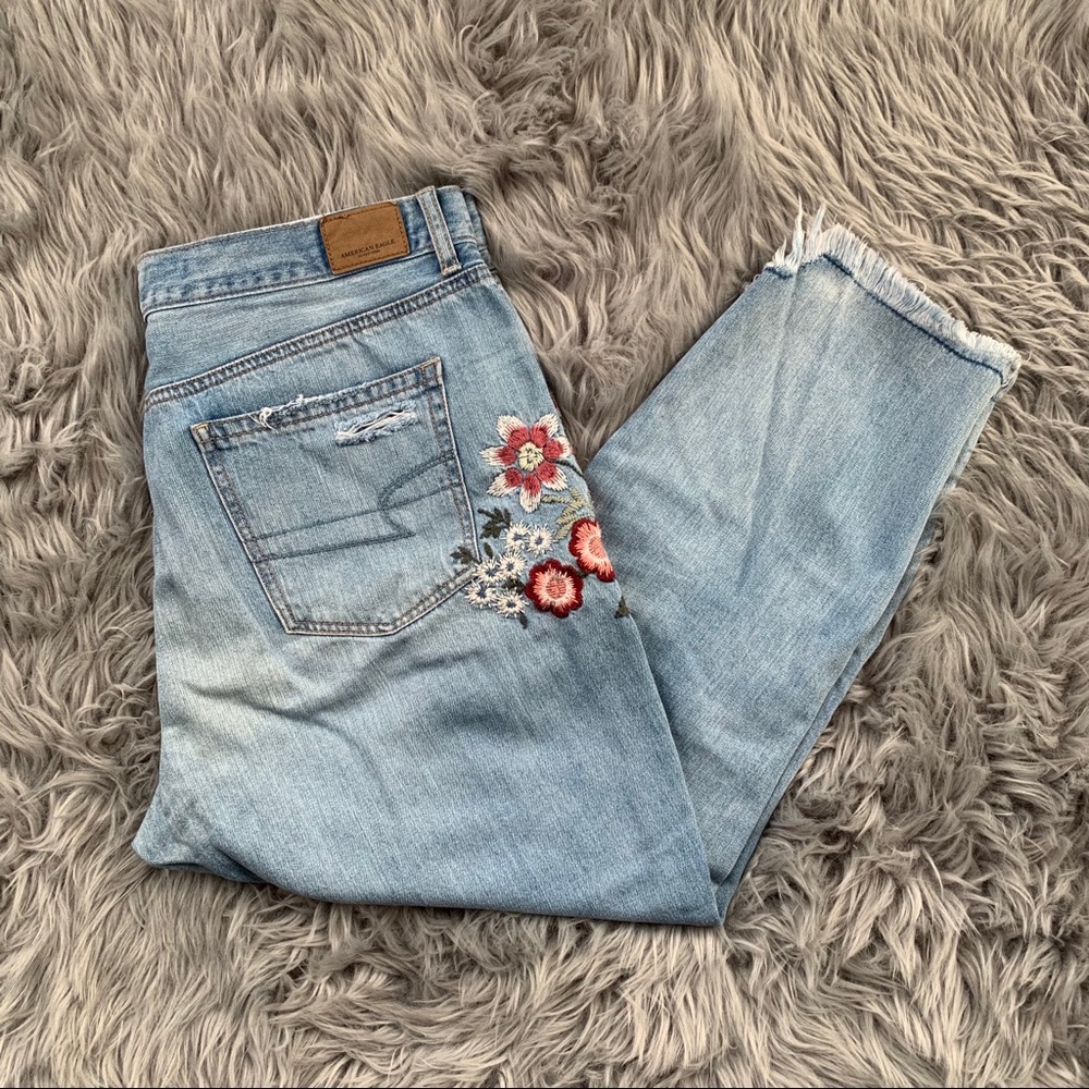 AEO Embroidered Mom Jean